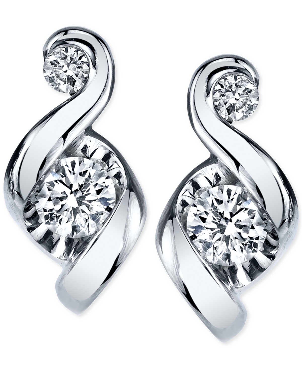 Proud Mom Diamond Swirl Stud Earrings (1/4 ct. t.w.) in 14k Gold or- White Gold