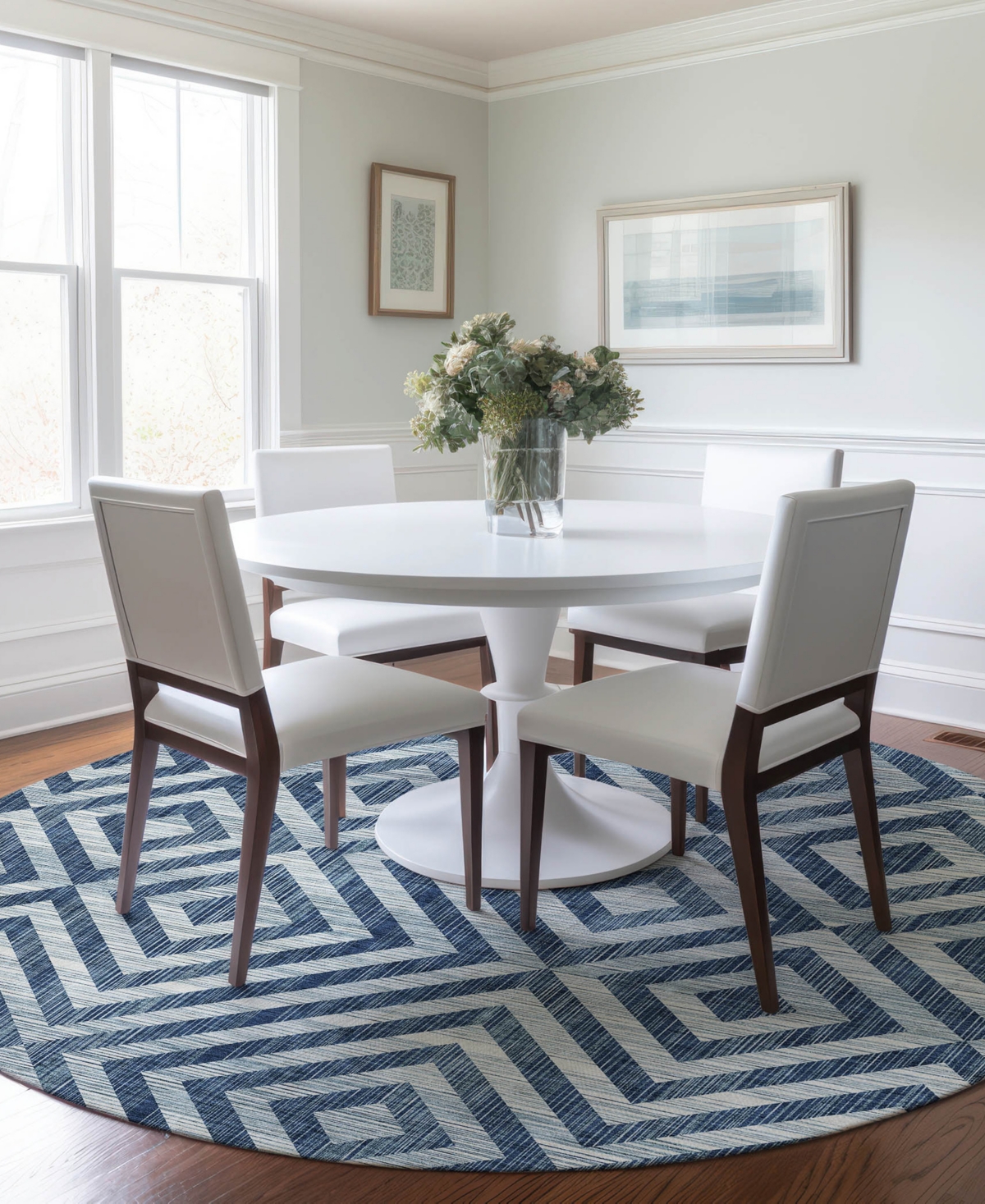 Addison Chantille Acn733 8'x8' Round Area Rug In Navy
