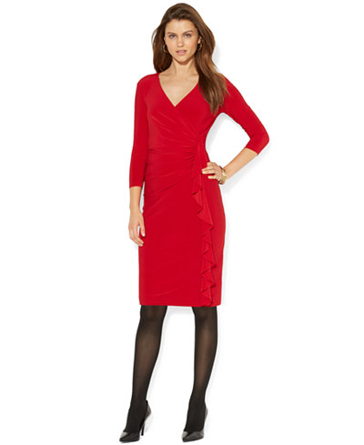 American Living Matte-Jersey Ruched Surplice Dress