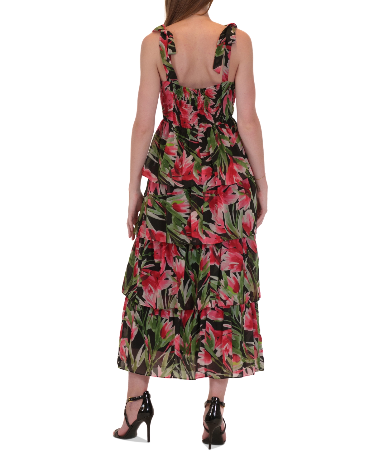 julia jordan Women's Printed Sweetheart-Neck Sleeveless Dress