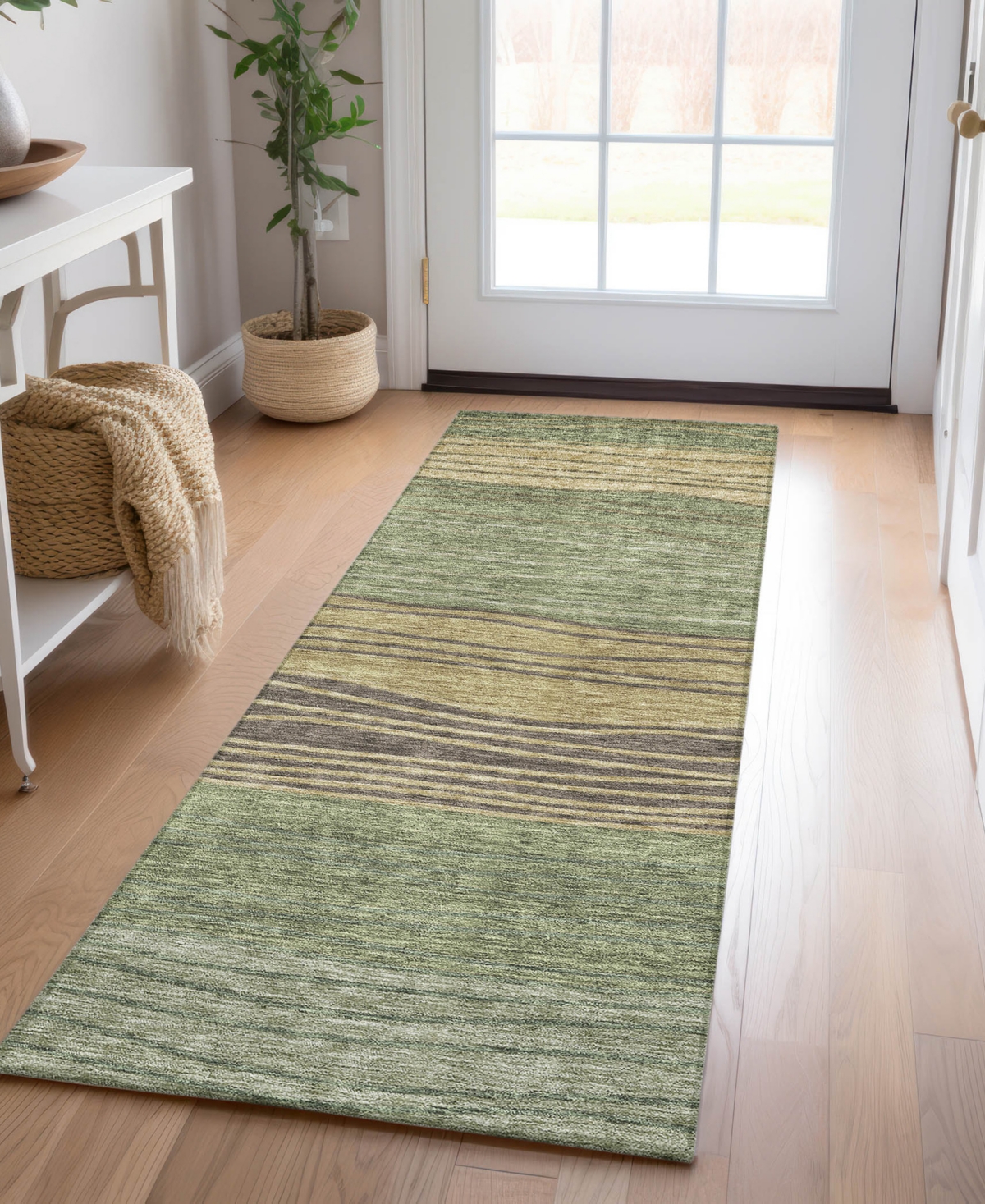 Addison Chantille Acn735 2'3"x7'6" Runner Area Rug In Olive
