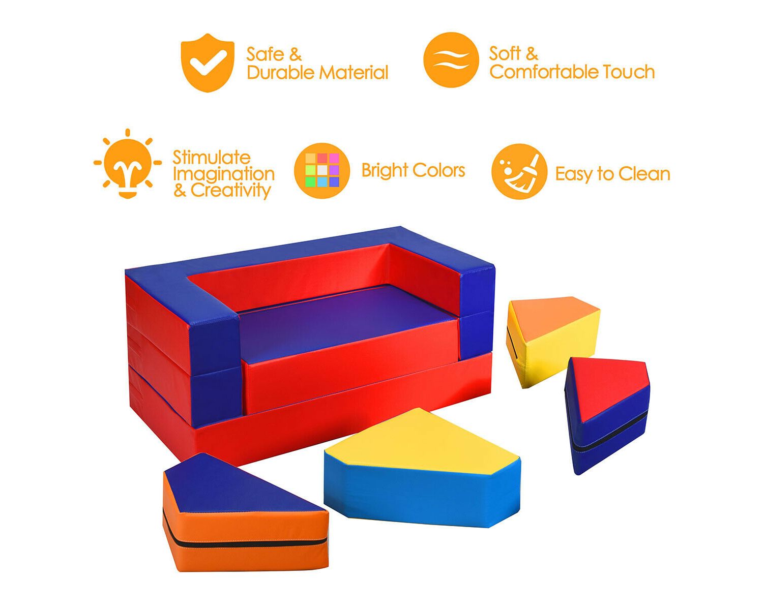 8 Pieces 4-in-1 Crawl Climb Foam Shapes Toddler Kids Playset