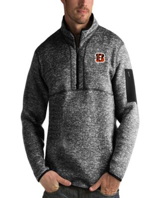 Antigua Mens Heather Black Cincinnati Bengals Fortune Quarter-Zip Pullover Jacket 17590₽