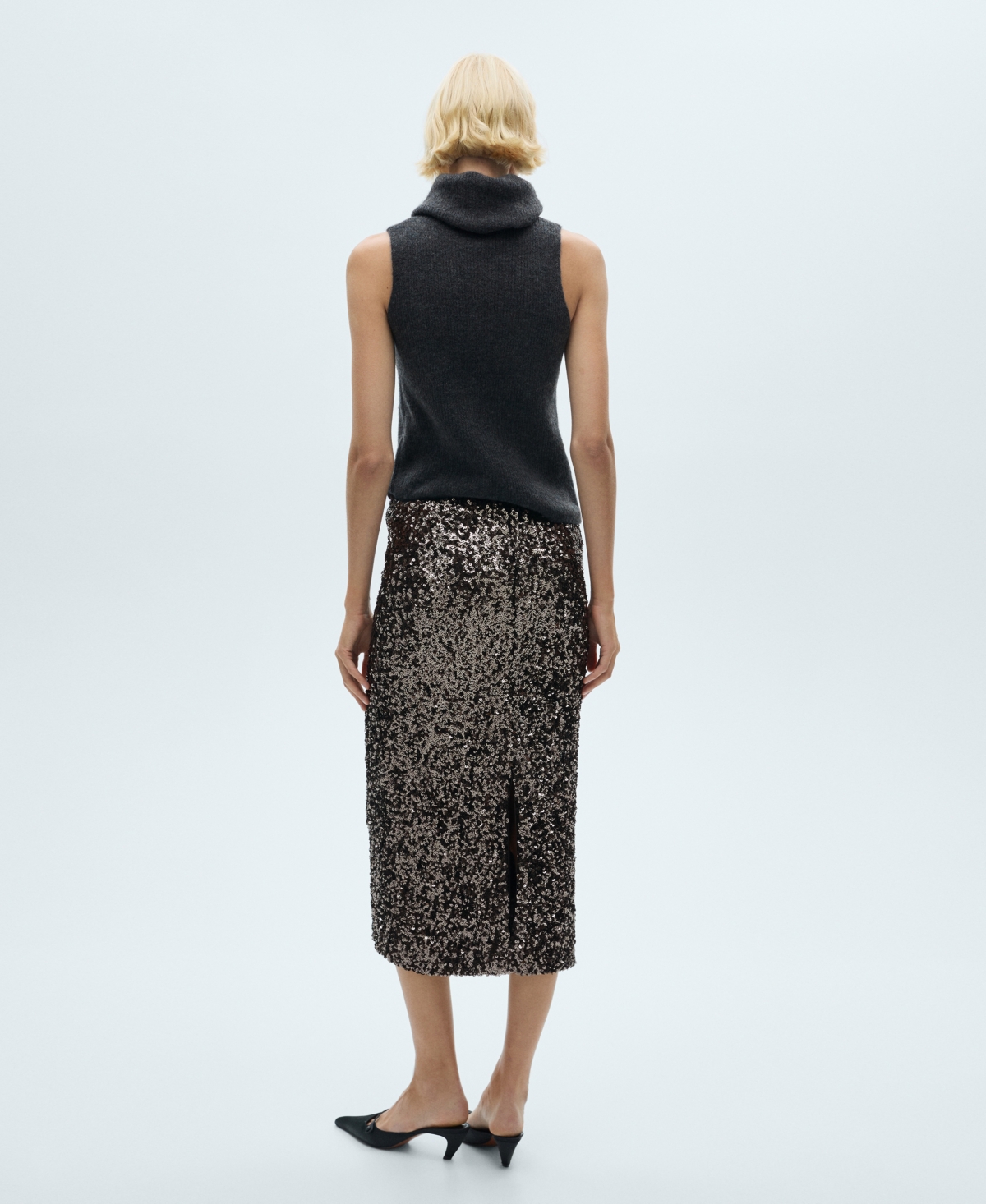 Mango Women's Sequin Midi Skirt