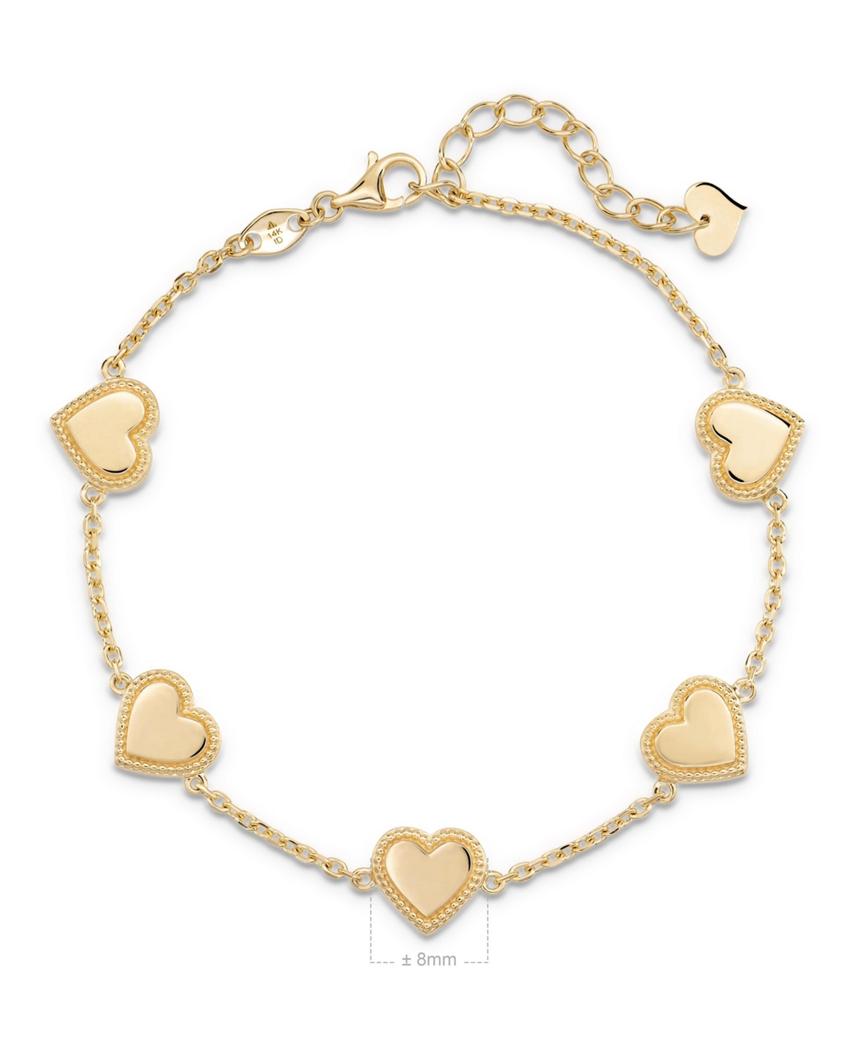 Devata Sweet Heart Chain Bracelet in 14K 6.5 in adj to in, approx. 5.8 grams - Gold