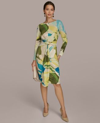 【Donna Karan New York】Printed Draped-Sash Dress 30858946_fpx.tif?$filterlrg$&