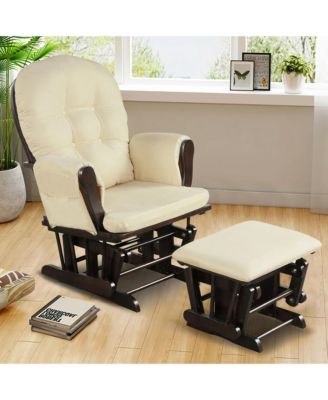 Glider and Ottoman Cushion Set Wood Baby Nursery Rocking Chair