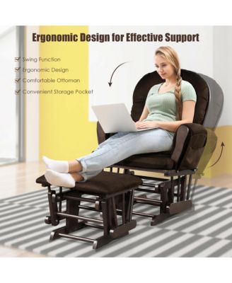 Glider and Ottoman Cushion Set Wood Baby Nursery Rocking Chair