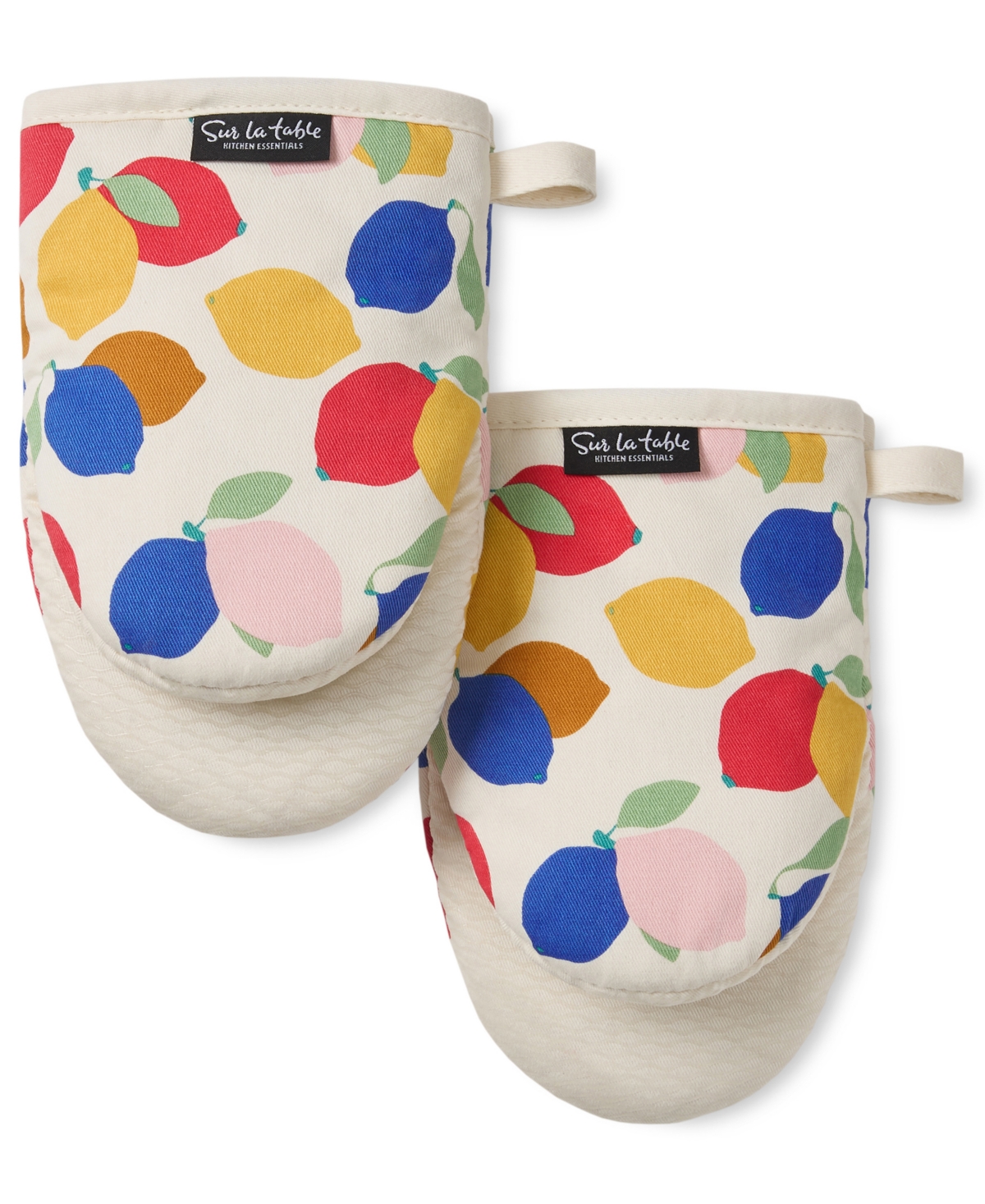 Fruit-Inspired Cotton Mini Oven Mitt Set, 8" x 5.5" - Yellow/Blue/Ivory
