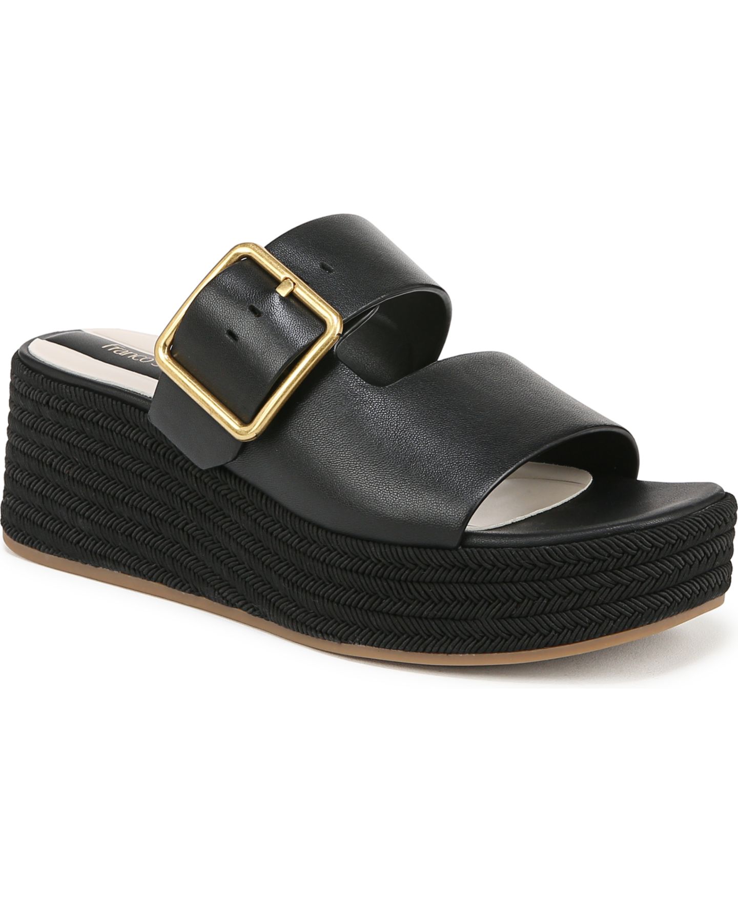 Женские сандалии Franco Sarto Taziana Espadrille Platform, цвет: Чёрный кожаный — фото 1