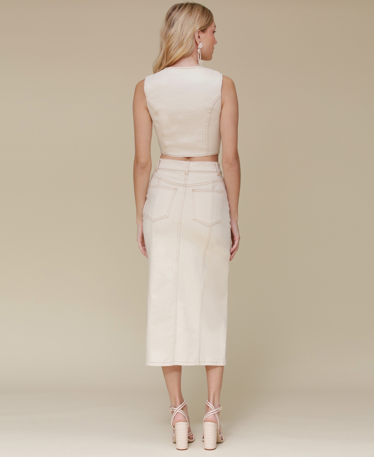 AVEC LES FILLES WOMEN'S PANELED DENIM PENCIL SKIRT 
