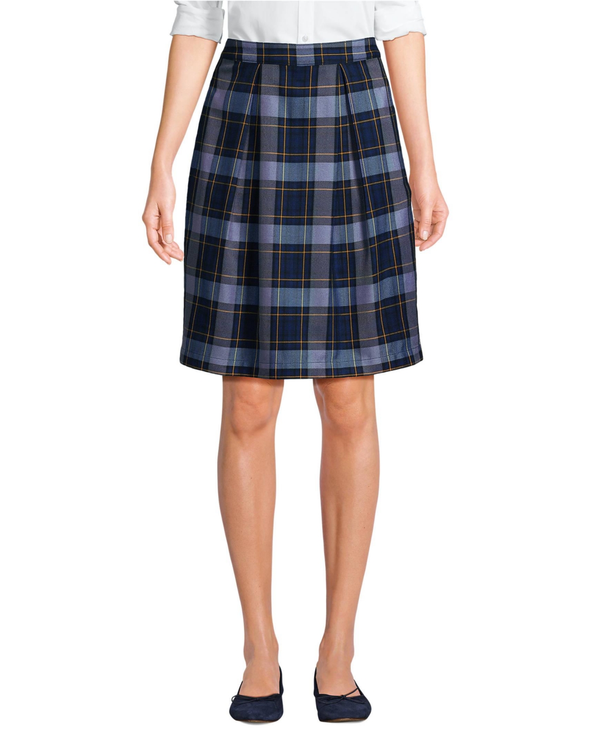 Lands' End Women's School Uniform Plaid Skort Top of Knee