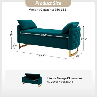 Christoph Upholstered Flip Top Storage Bench with Metal Legs