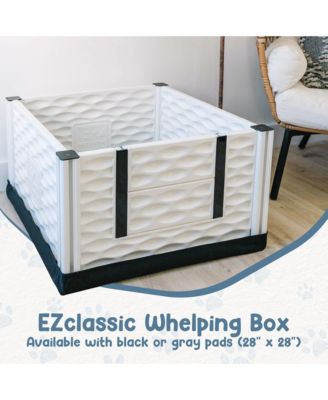 EZclassic 28" x 28" Puppy Dog Whelping Box Playpen w/Rails & Liner, Gray
