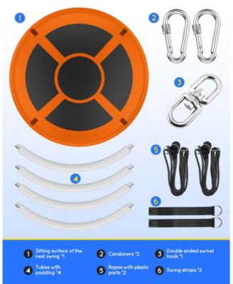 43" Saucer Tree Swing for Kids Adult, Waterproof Flying Saucer Swing with Adjustable Hanging Straps, Swing Seats for Backyard Outdoor Indoor Playground