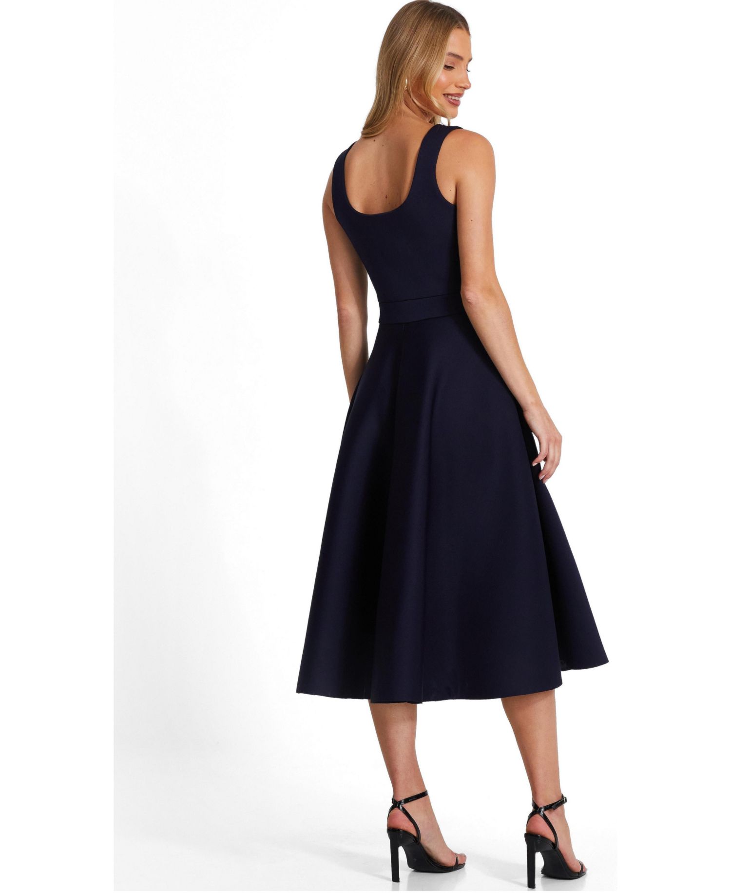 Women's Scuba Crepe Square Neck Skater Dress