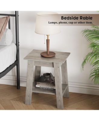 Side Table, End Table, Nightstand, 2-Tier Storage Shelf, Entryway Table, Sofa Table for Small Space, Living Room, Bedroom, Small Minimalist Bedside Table, Easy Assembly