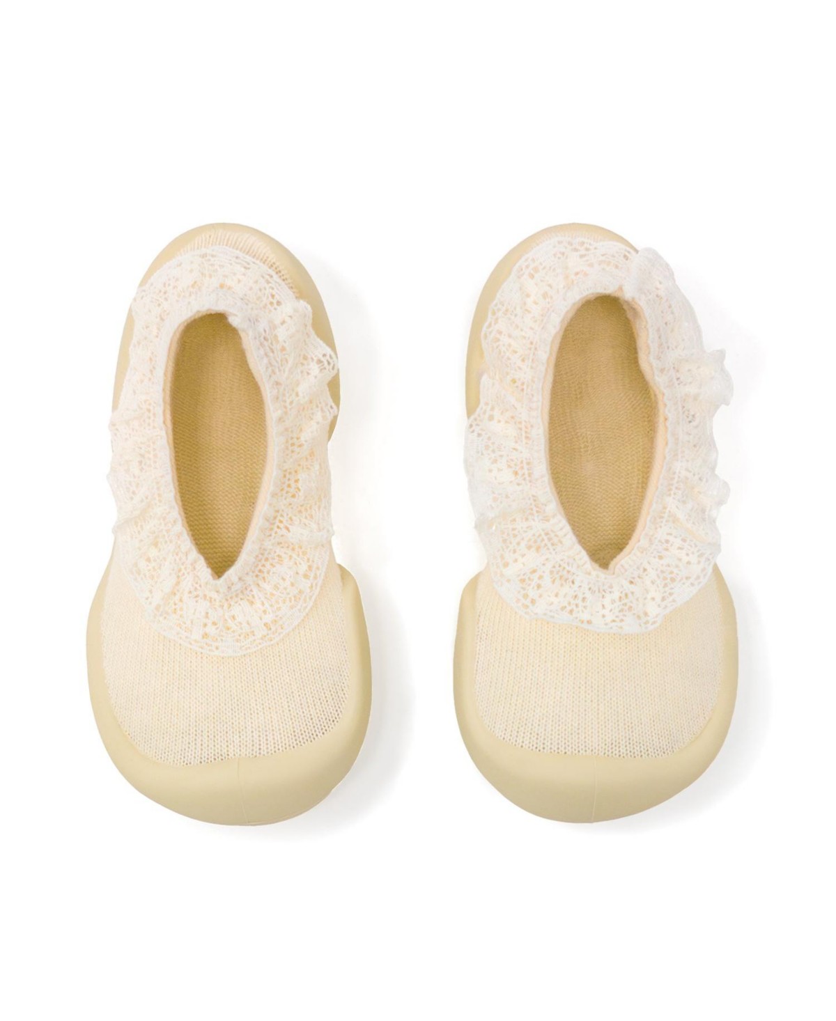 Детские Komuello Baby Girls First Walk Sock Shoes Flat - Sweet Latte Lace — фото 1