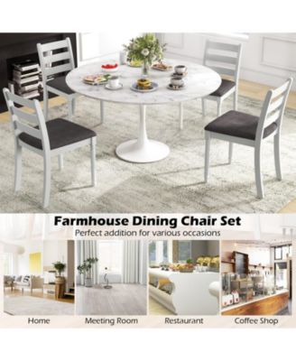 Set of 2 Rubber Wood Dining Chairs with Upholstered Seat