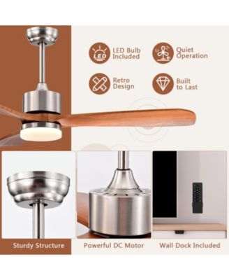 GUNUN 52 Inch Reversible Ceiling Fan with LEDAdjustable Temperature