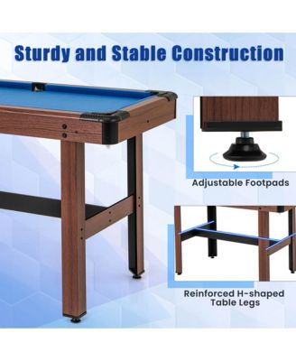 48" Pool Table for Kids & Adults with Full Set of Balls 2 Cue Sticks 2 Chalks