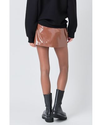 Women's Glossy Leather Skort