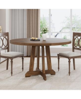 47 Inches Wood Round Farmhouse Dining Table