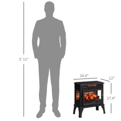 24" Freesding Electric Fireplace Stove w/ Realistic Flame