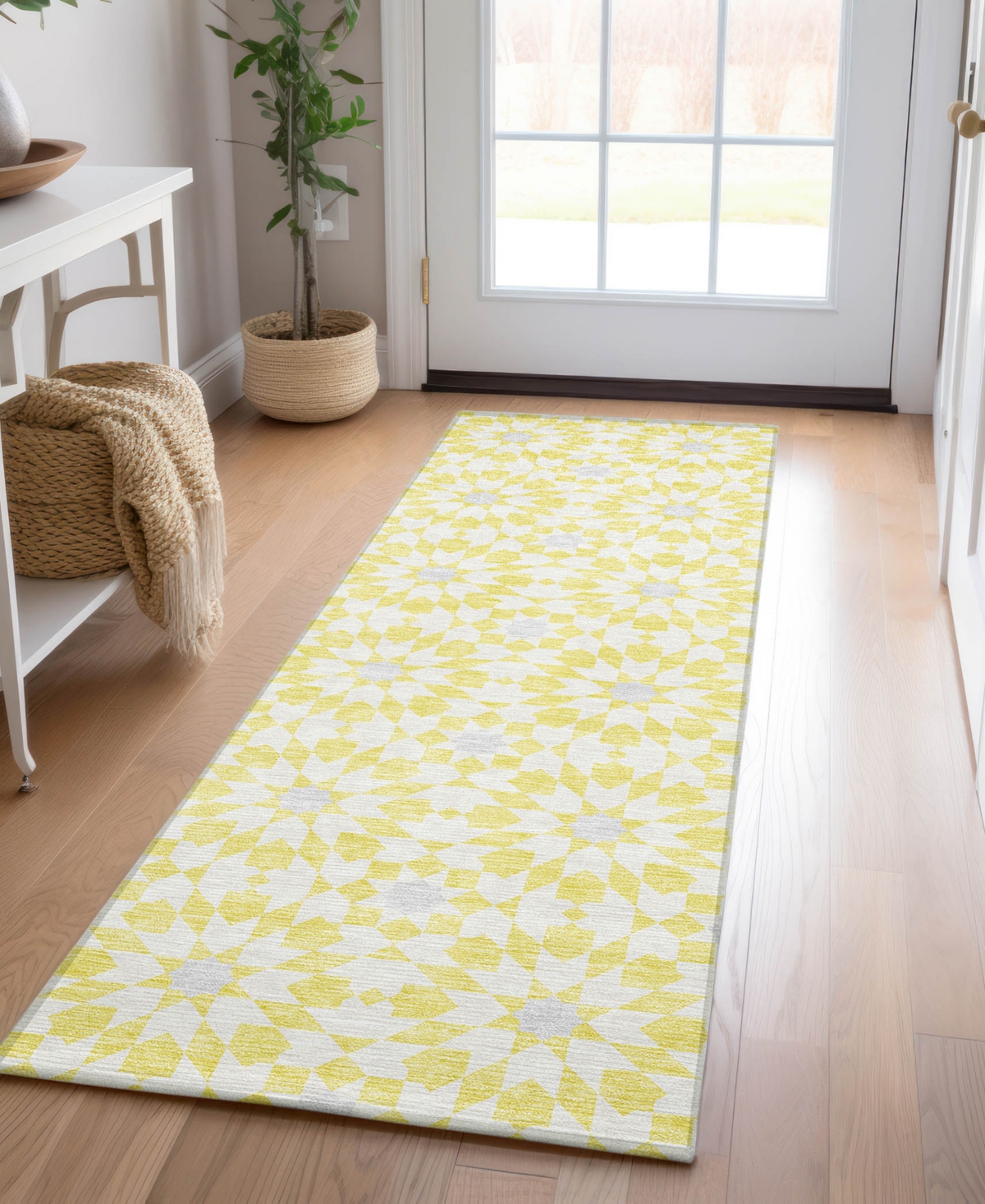 Addison Chantille Acn734 2'3"x7'6" Runner Area Rug In Yellow