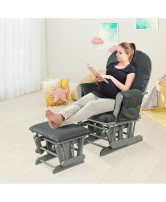 Baby Nursery Relax Rocker Rocking Chair Glider & Ottoman Set w/ Cushion