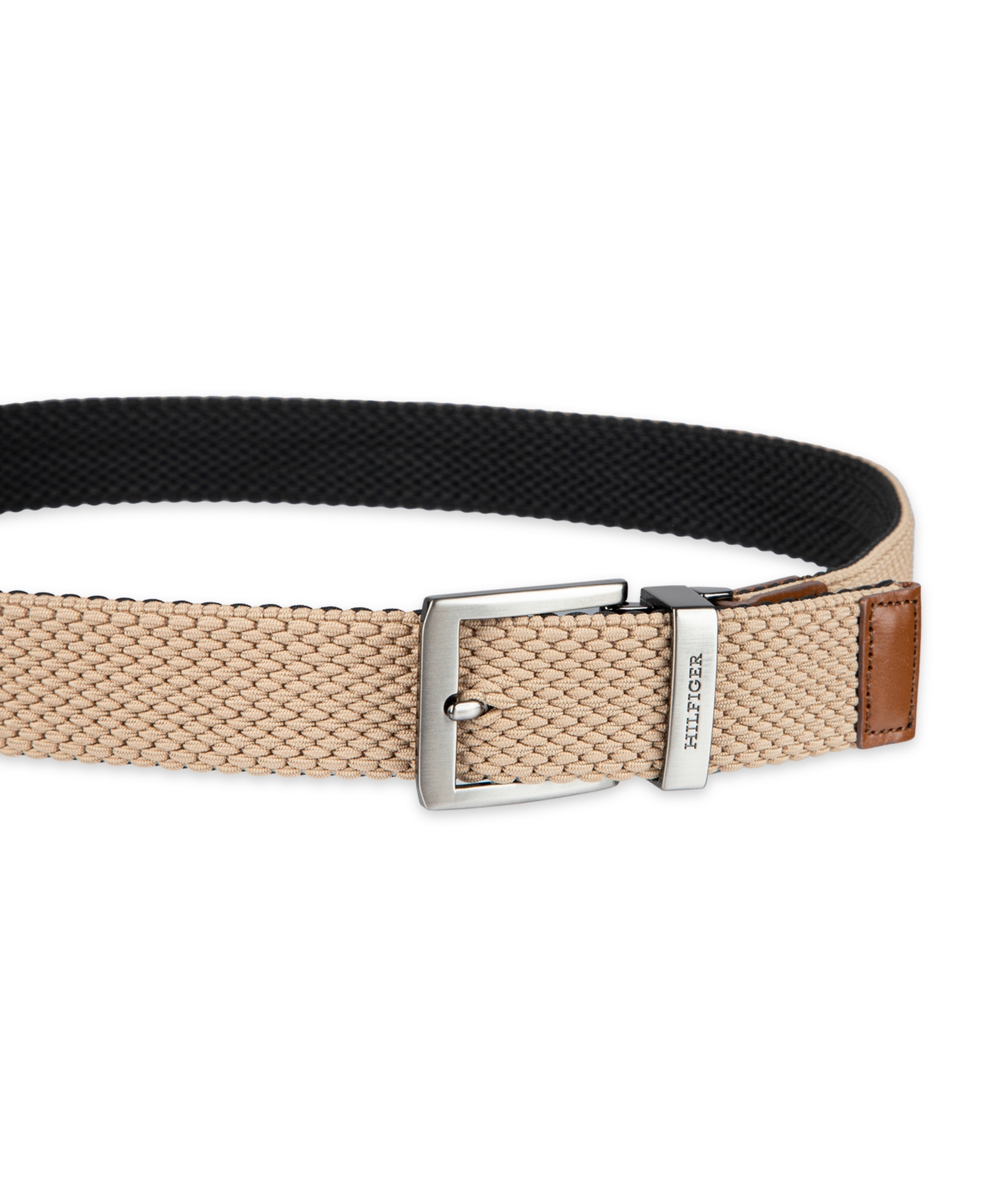 Tommy Hilfiger Men's Two-in-one Reversible Fully Adjustable Stretch Casual Cord Belt In Tan,black