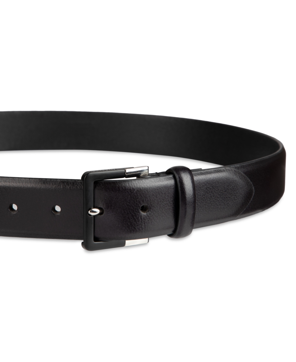 Shop Tommy Hilfiger Men's Genuine Leather Two-tone Buckle Dress Belt In Black