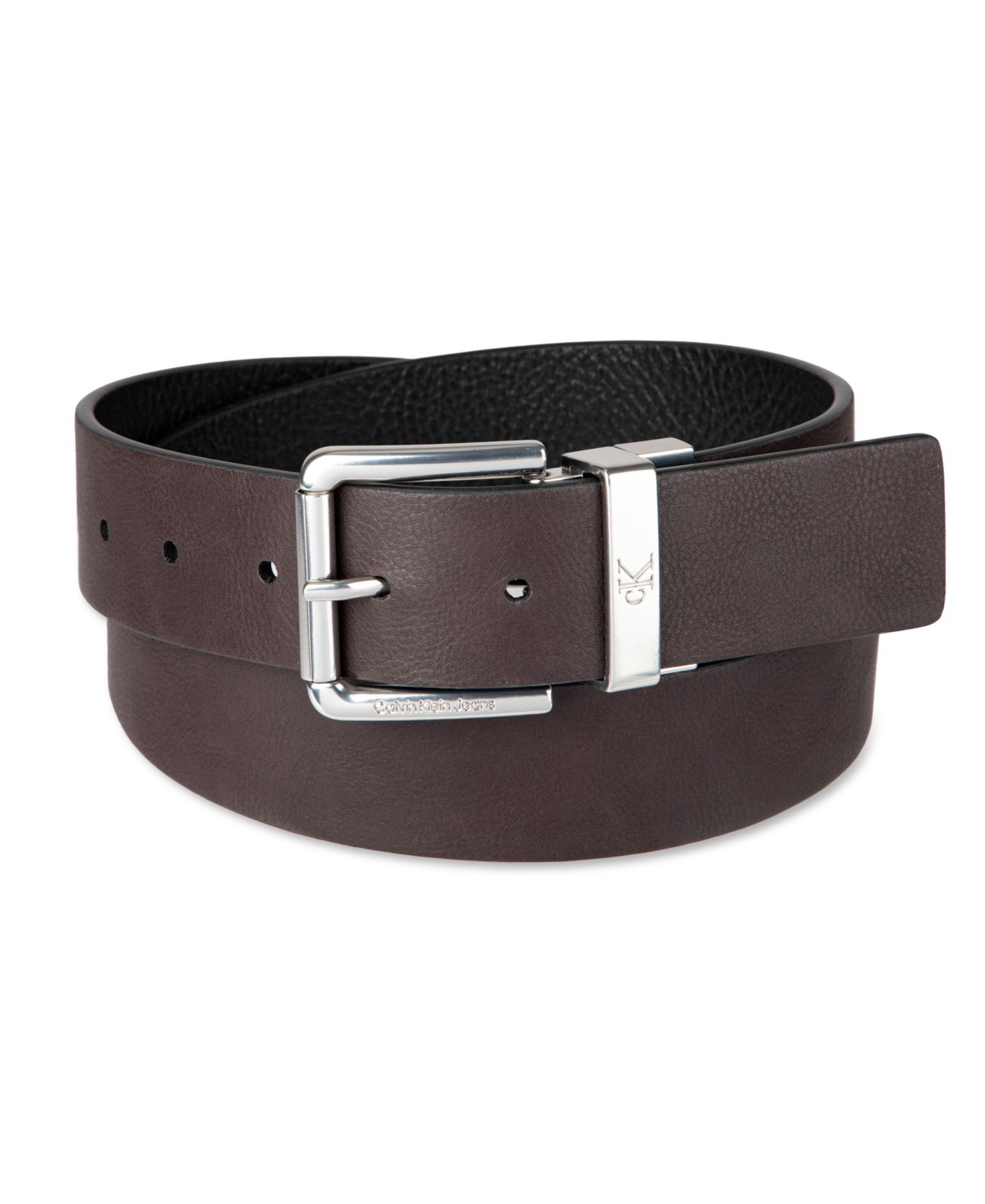 Мужской ремень Calvin Klein 38MM Pebble Grain Reversible Jean Belt, цвет: Чёрный / Коричневый — фото 2