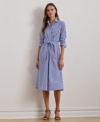 Lauren Ralph Lauren - Women's Striped Tie-Front Broadcloth Shirtdress