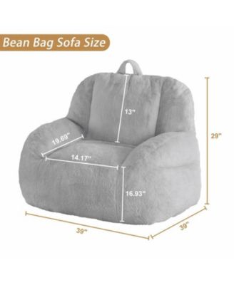 Giant Bean Bag Chair, Faux Fur Stuffed Bean Bag Couch with Filler, Bean Bag Chair for Adults, Big Lazy Sofa Floor Sofa with Handle, Large Living Bean Bag