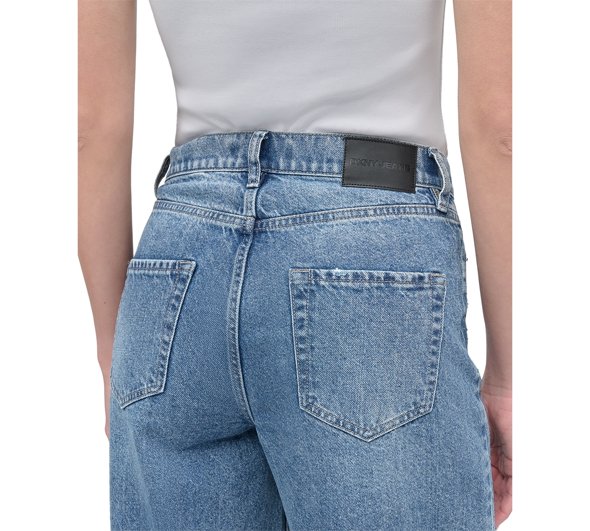 DKNY JEANS WOMEN'S RHINESTONE HIGH-RISE WIDE-LEG JEANS 