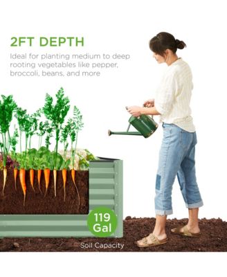 4x2x2ft Outdoor Metal Raised Garden Bed, Planter Box for Vegetables, Flowers, Herbs