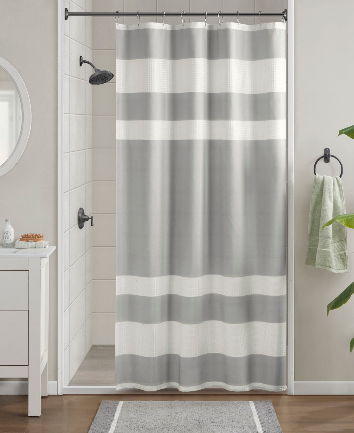 Madison Park Spa Waffle 3m-scotchgard Shower Curtain, 72" X 84" In Grey