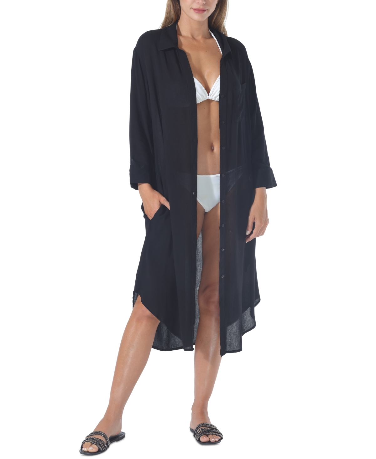 Women's Shirtdress Cover-Up - Black