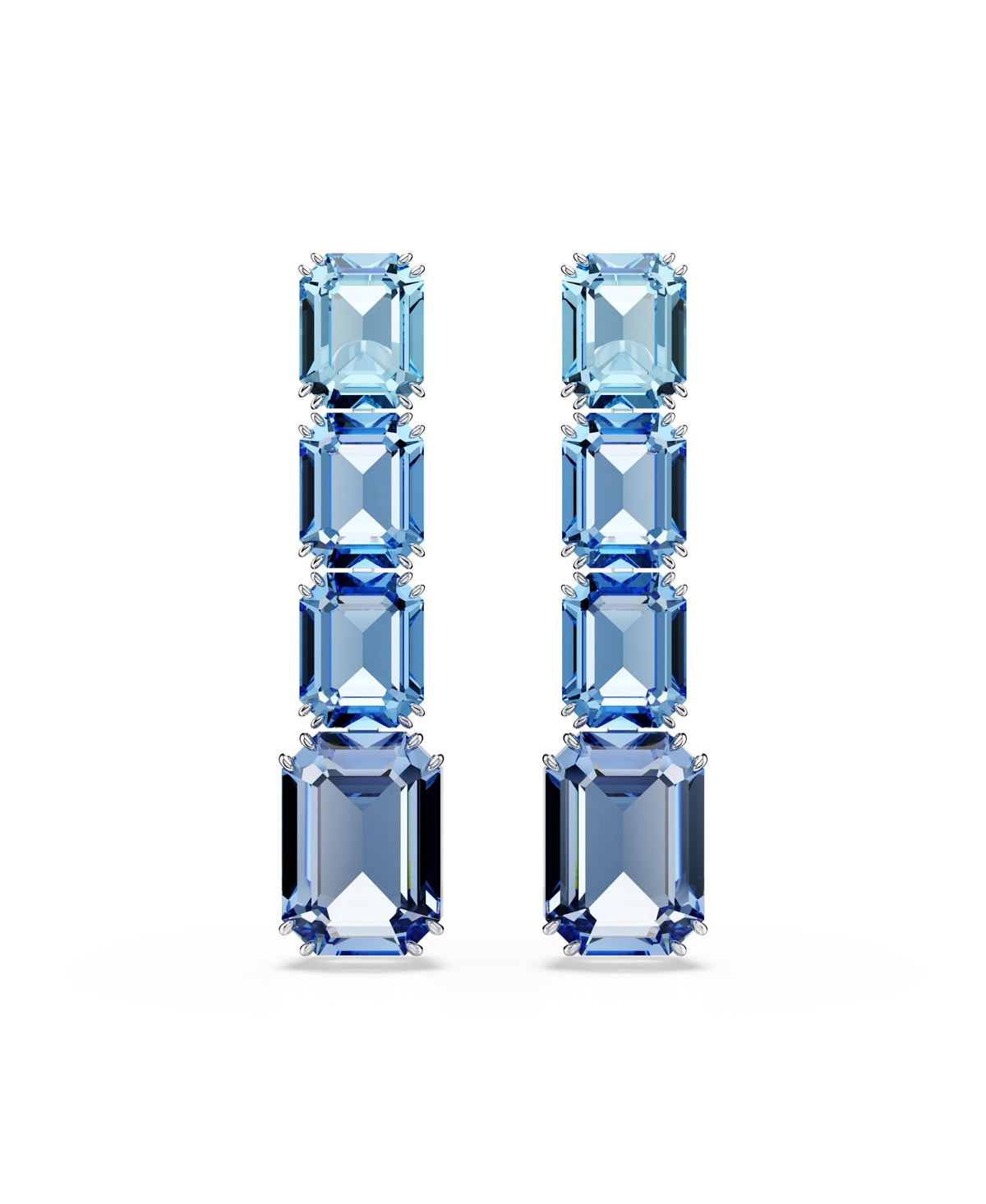 Octagon Cut, Color Gradient, Blue, Rhodium Plated Millenia Drop Earrings - Blue
