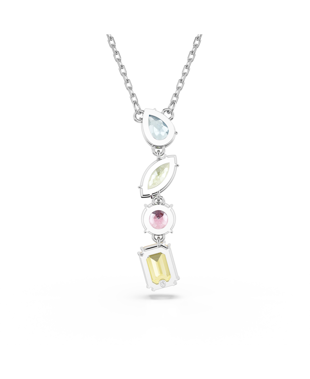 Swarovski Mixed Cuts Rhodium Plated Gema Y Pendant Necklace In Multicolored