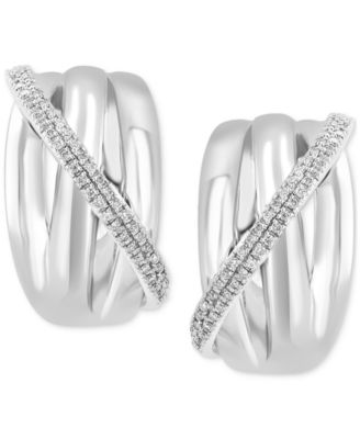 EFFY&reg; Diamond Small Hoop Earrings (1/3 ct. t.w.) in Sterling Silver, 0.75" 