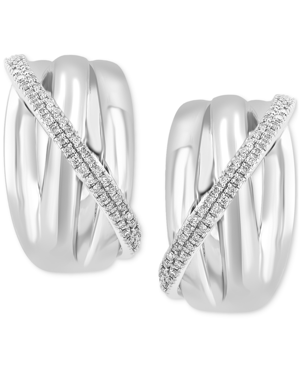 Shop Effy Collection Effy Diamond Small Hoop Earrings (1/3 Ct. T.w.) In Sterling Silver, 0.75"