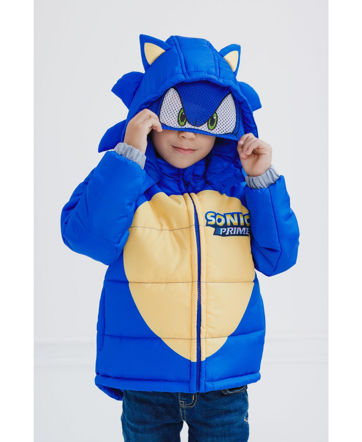 Sega Little Boys Sonic The Hedgehog Zip Up Winter Coat Puffer Jacket - sonic