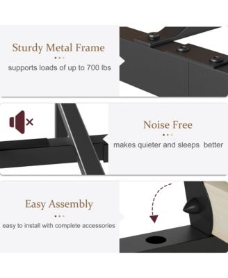 Full Bed Frame, Platform Full Size Bed Frame with Wood Headboard