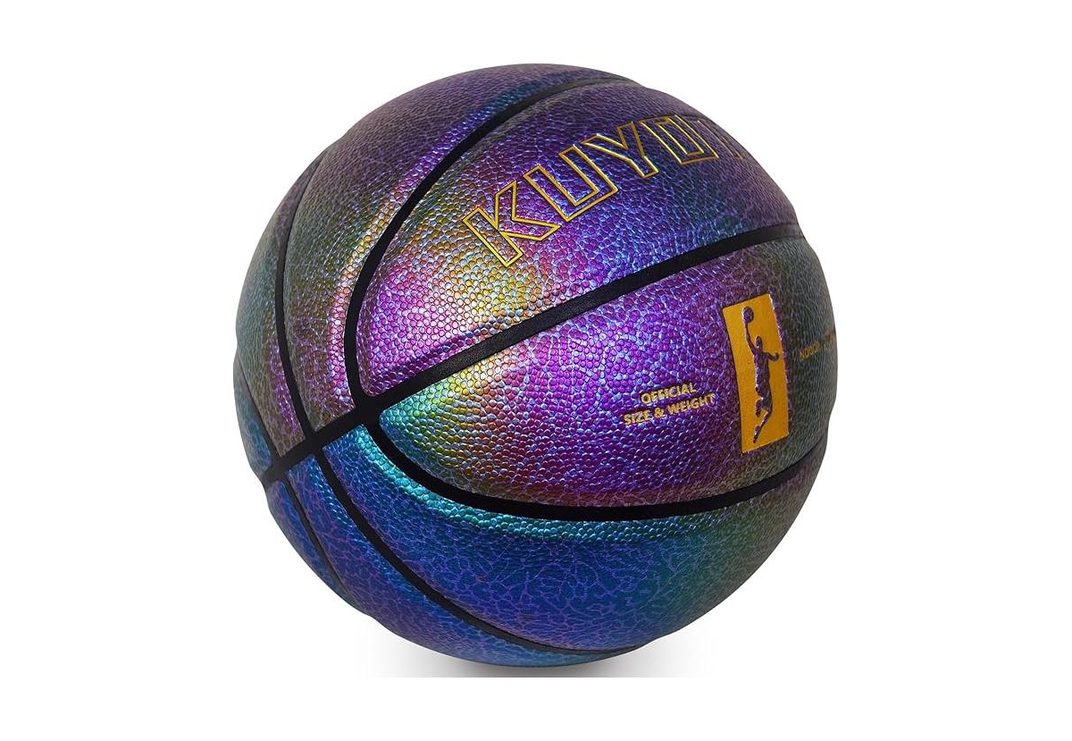 Kuyotq Kids Youth Basketball Shiny Leather Basketball, Size 4 (25.5