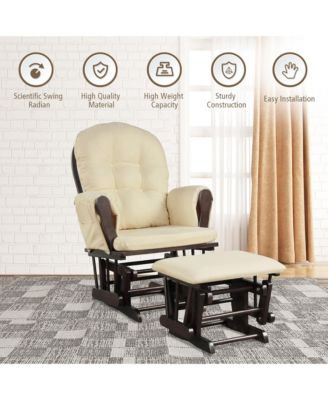Baby Nursery Relax Rocker Rocking Chair Glider & Ottoman Set w/ Cushion