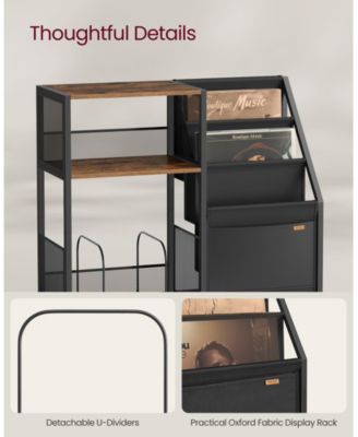 3-Tier Record Player Stand with Vinyl Record Storage for 140 Albums, End Table for Living Room or Bedroom