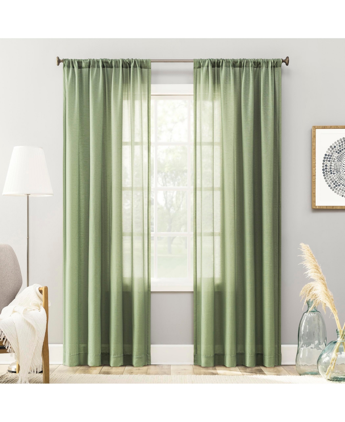 No. 918 Amalfi Linen Blend Semi-Sheer Rod Pocket Curtain Panel