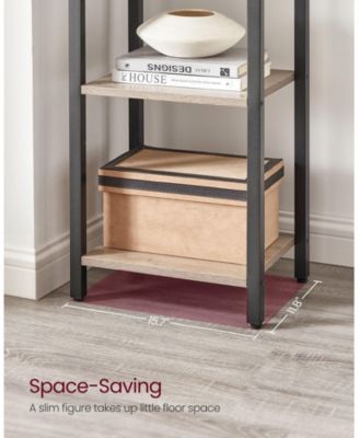 Narrow 5-Tier Bookshelf, Small Multi-Tier Bookcase for Living Room & Bedroom